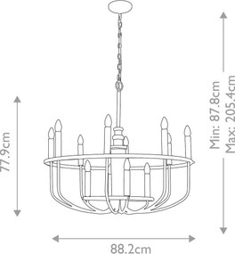 Kichler KL-CAPITOL-HILL12-BN-Luster na reťazi CAPITOL HILL 12xE14/40W/230V chróm