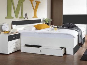 Posteľ s nočnými stolíkmi Cheep 180x200 cm, biela/grafit