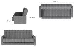Rozkladacia čalúnená pohovka GARETT, 210x90x85, sawana 21/soft 11