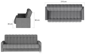 Rozkladacia čalúnená pohovka GARETT, 210x90x85, monolith 09/monolith 97