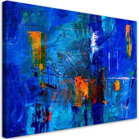 Obraz na plátně, Modrá abstrakce ruka -napadeno - 100x70 cm