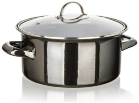 Banquet Hrniec smaltovaný METALLIC Black 22 cm, 3,75 l, s pokrievkou, 22 cm