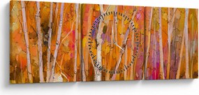 Obraz - Jesenný les (s hodinami) (90x30 cm)