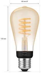 PHILIPS HUE Múdra LED filamentová žiarovka HUE, E27, ST64, 7W, 550lm, teplá biela-neutrálna biela