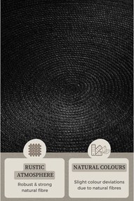 Čierny obojstranný/ručne tkaný jutový okrúhly koberec ø 140 cm Braided – Hanse Home