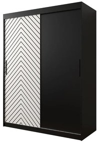 Skriňa Jodełka 150 čierna/biely/čierna