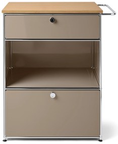 Kovová kávová komoda »CN3« s 2 zásuvkami, hnedosivá