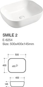 Comad Keramické umývadlo na dosku UM-6254 SMILE 50, biela