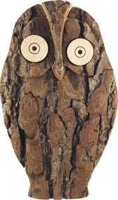 AMADEA Drevená sova s kôrou, masívne drevo, výška 16 cm