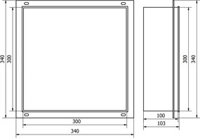 Mexen X-Wall-NR, polica na zapustenie bez príruby 30 x 30 cm, medená matná - 19C1303010