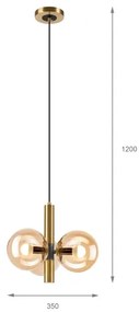 Luster na lanku ROLLO 3xE14/5W/230V zlatá/dymová béžová