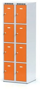 Alfa 3 Šatníková skrinka s úložnými boxami, 8 boxov, 1800 x 600 x 500 mm, otočný zámok, oranžové dvere