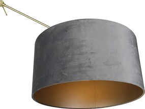 Moderná stojaca lampa zlatý zamatový tienidlo sivý 50 cm - Editor