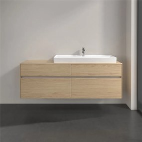 VILLEROY &amp; BOCH Collaro závesná skrinka pod umývadlo na dosku (umývadlo vpravo), 4 zásuvky, s LED osvetlením, 1600 x 500 x 548 mm, Nordic Oak, C030B0VJ