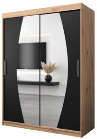 Šatníková skriňa 150 cm Eclipse (dub artisan + čierna matná). Akcia -34%. Vlastná spoľahlivá doprava až k Vám domov. 1063408