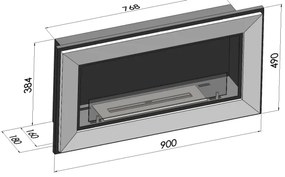 InFire - Vstavaný BIO krb 49x90 cm 3kW čierna