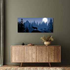 Obraz - Svorka vlkov za splnu (120x50 cm)