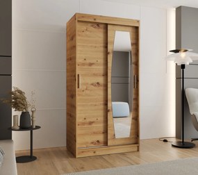 Šatníková skriňa 100 cm Rosaria (dub artisan). Akcia -21%. Vlastná spoľahlivá doprava až k Vám domov. 1126288