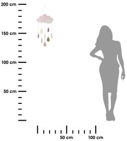 Detská drevená dekorácia na stenu Pink Cloud 24x58 cm