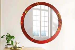 Okrúhle ozdobné zrkadlo na stenu Červená mramor fi 90 cm
