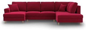 Červená zamatová rozkladacia/s úložným priestorom rohová pohovka (pravý roh/do "U") Kyoto – Cosmopolitan Design