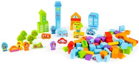 Vzdelávacie drevené bloky mesto 100 ks triedička ECOTOYS