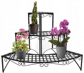 Rohový stojan na kvety s 3 policami