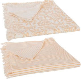 2ks lososový bavlnený obrus/ pléd so strapcami Indi Zalm - 273*134*0,5cm