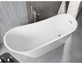 Mexen Alta, voľne stojaca vaňa 170 x 75 cm, biela, chrómový prepad, 52141707500-01