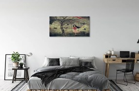 Obraz canvas Strom vtáky mraky dievča rocková 140x70 cm
