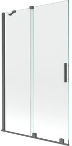 Mexen Velar, 2-krídlová posuvná vaňová zástena 110 x 150 cm, 8mm číre sklo, grafitový matný profil, 896-110-000-01-66