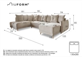 Zelená menčestrová rozkladacia rohová pohovka (ľavý roh/do "U") Lazy Lukka – Miuform