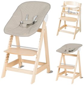 Jedálenská stolička v béžovo-prírodnej farbe Born Up 2in1 Luxe – Roba