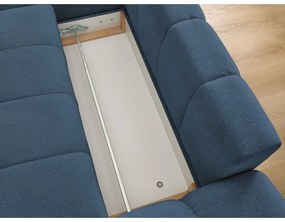 Tmavomodrá ženilková rozkladacia/s úložným priestorom rohová pohovka (ľavý roh/s leňoškou) Everest – Bobochic Paris