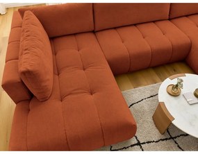 Rozkladacia/s úložným priestorom rohová pohovka v tehlovej farbe (ľavý roh/do tvaru "U") Fuji – Bobochic Paris