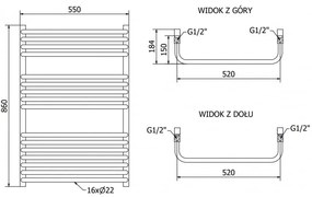 Mexen Apollo, vykurovacie teleso 860 x 550 mm, 479 W, čierna, W117-0860-550-00-70