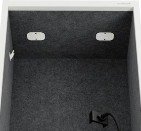 Akustická kabína SALLY MentalBox 600 mm – biely korpus, tmavosivé sedadlo