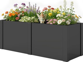 Outsunny kovový vyvýšený záhon 150×53×55 cm — pozinkovaný, otvorené dno s priečkou | Aosom