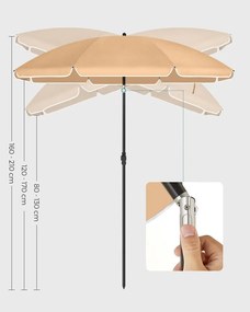 Slnečník SOLARA, Ø160cm, svetlá hnedá (taupe) SongmicsHome