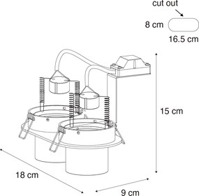 Zaskrutkované bodové svetlo biele GU10 50 mm 2-svetlo - Installa