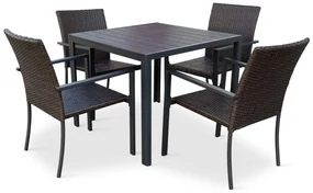 Záhradný jedálenský set Viking M + 4x ratanová stolička Wicker Pat