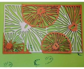 Vyrezávaný obraz na stenu z drevenej preglejky orange 3D efekt  KODJAK  I SENTOP PR0299 5 casti