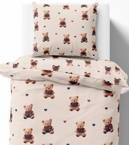 Posteľná obliečka Teddy Hearts 140x200/70x80 cm – 100 % bavlna