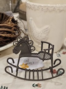 Hnedá dekoratívna kovová figúrka hojdací koník - 9*3*6 cm