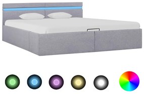 vidaXL Hydraulický posteľný rám+úložný priestor, LED, látka 160x200 cm