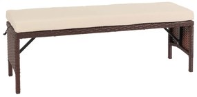 Záhradná lavica HWC-G16, polyratan - hnedá, krémový vankúš