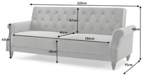 Rozkladacia pohovka MAISON 220 cm – zamatovo šedá