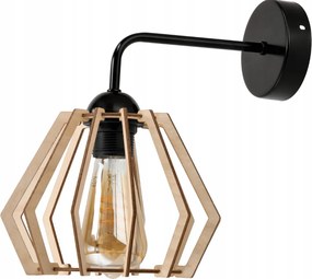 Drevená nástenná lampa čierna LED nad zrkadlo E27 drevená nástenná lampa