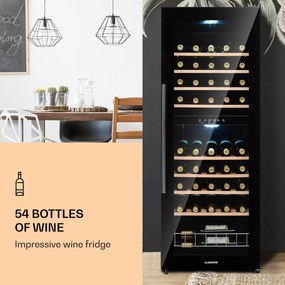 Klarstein Barossa 54 Duo, vinotéka, 148 l, 2 zóny, 54 fliaš, dotykový displej