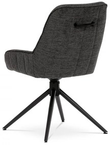 Jedálenská otočná stolička AMON — kov, látka, čierna / sivá